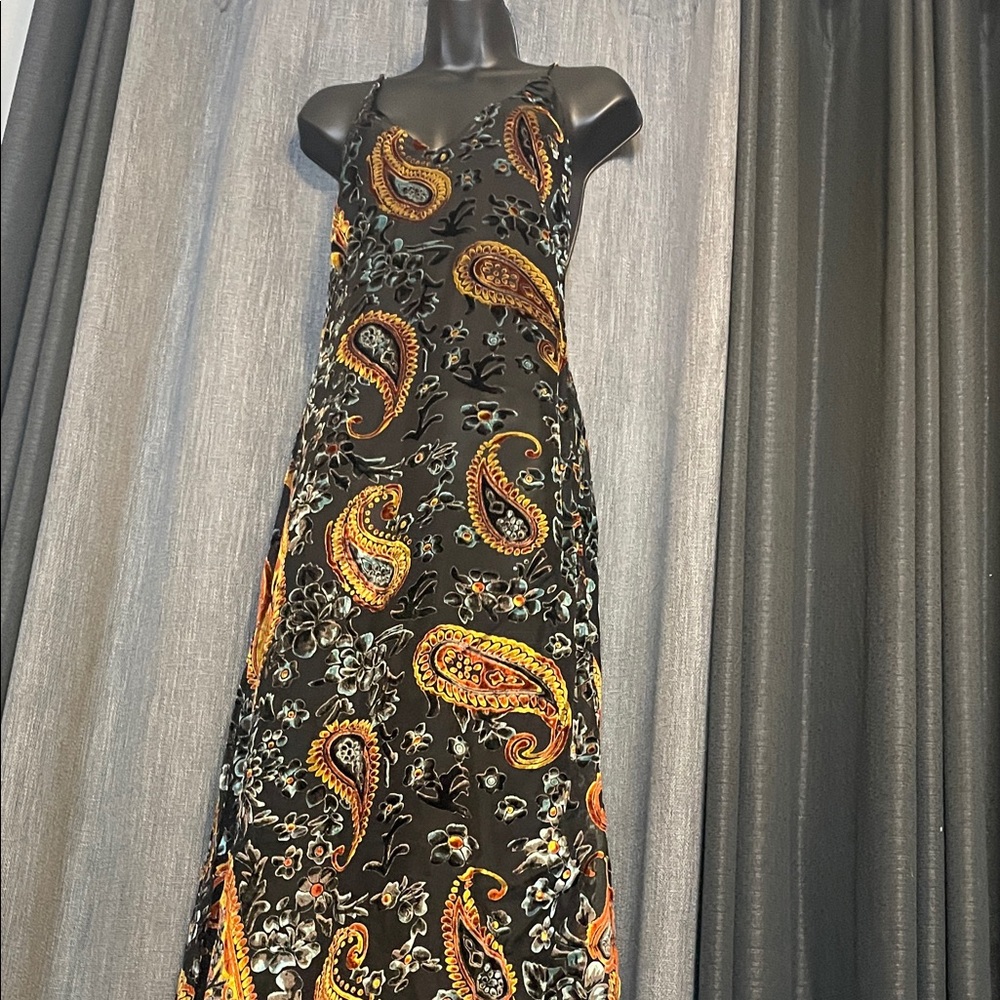 Lioness Black and Gold Paisley Backless Dress